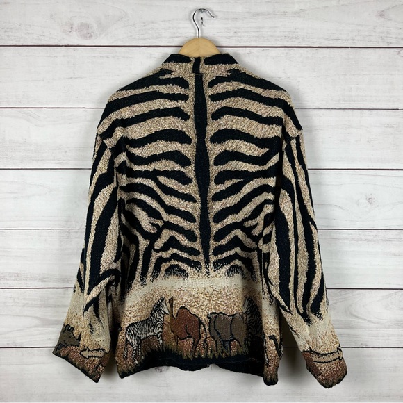 Vintage Sugar Street Weavers Nature Animals Button Jacket Large - Picture 2 of 8